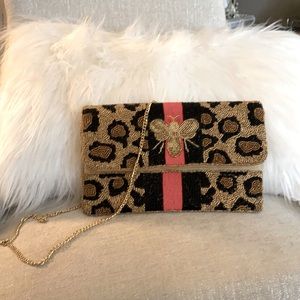 Vici collection beaded chain strap bag